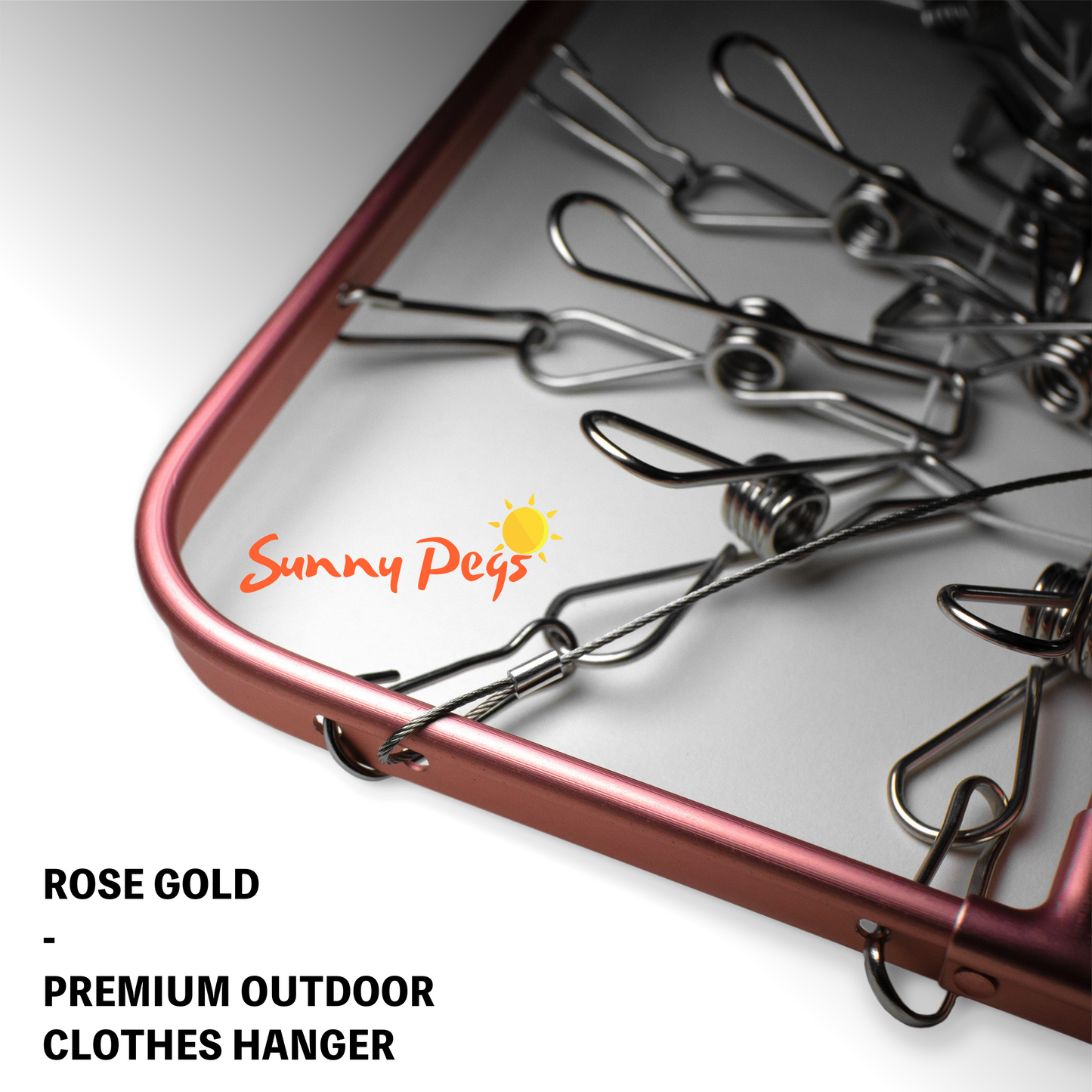 Premium Folding Aluminium Clothes Airer with 42x Marine Grade Stainless Steel Pegs