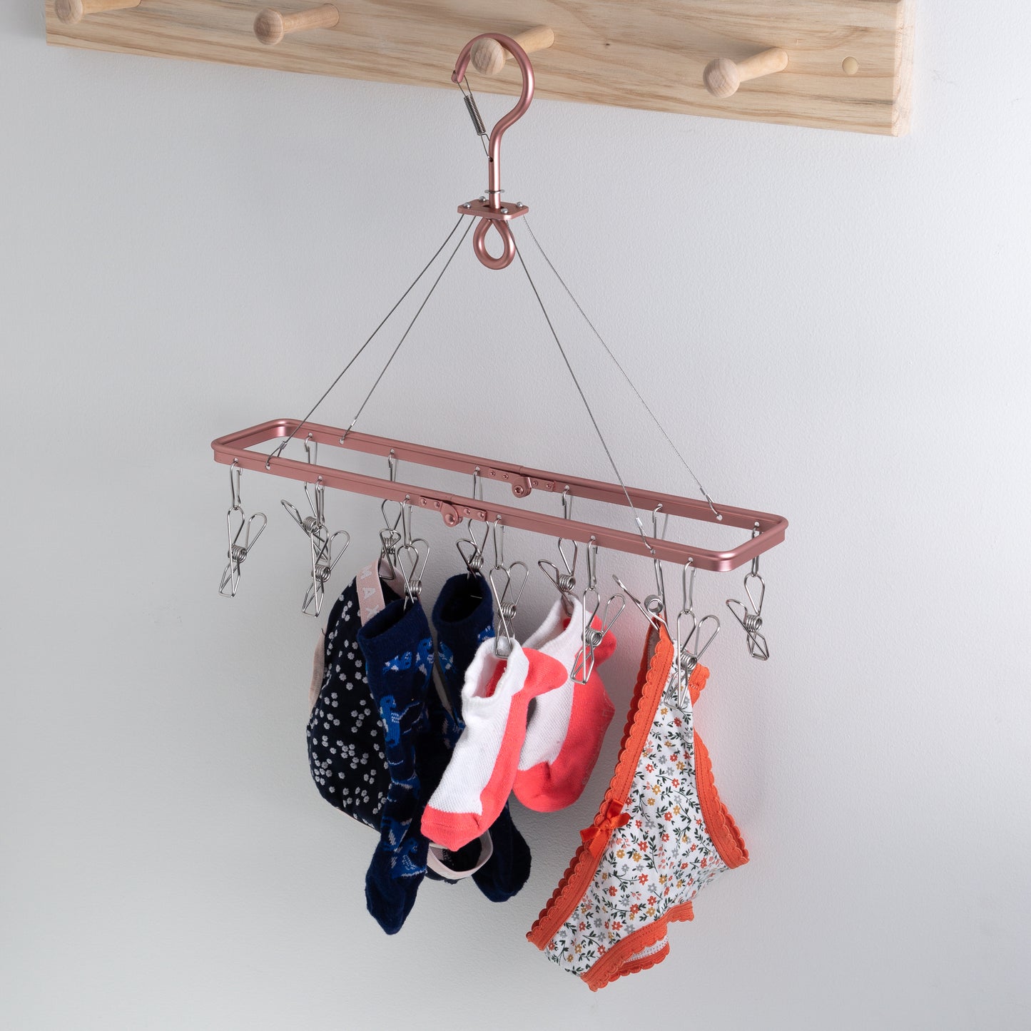 Premium Folding Aluminium Clothes Hanger with 12 Marine Grade Stainless Steel Pegs