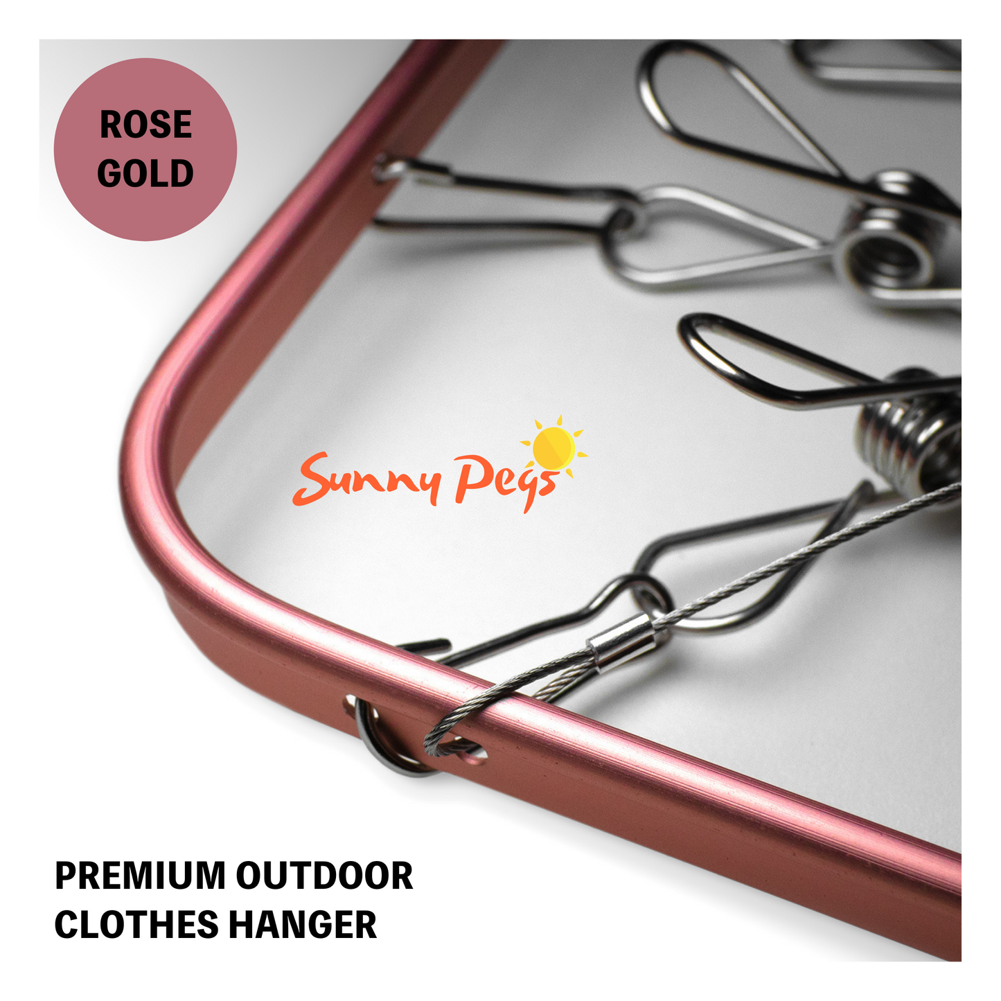 Premium Aluminium Clothes Hanger - Large with 22 Marine Grade Stainless Steel Pegs