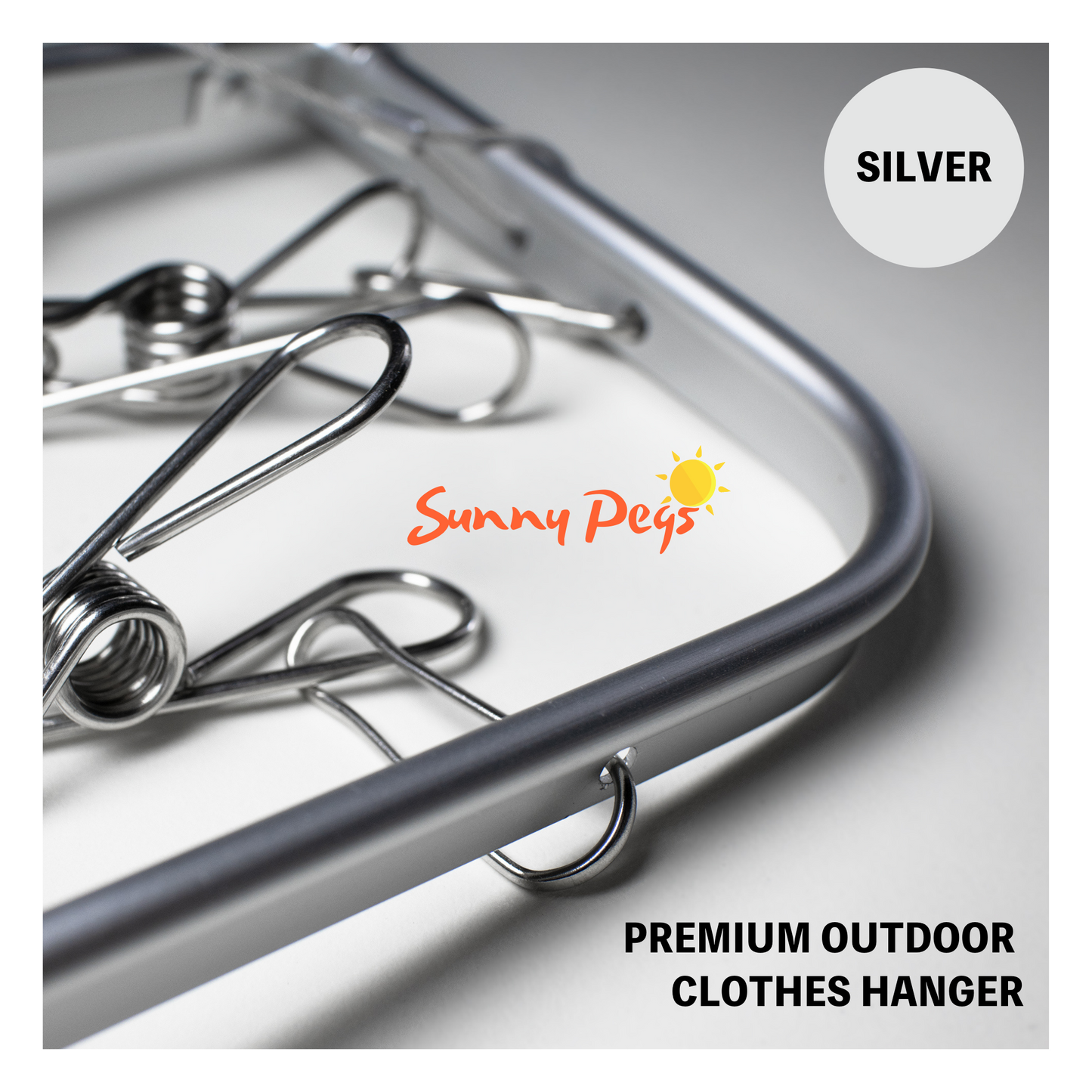 Premium Aluminium Clothes Hanger - Large with 22 Marine Grade Stainless Steel Pegs
