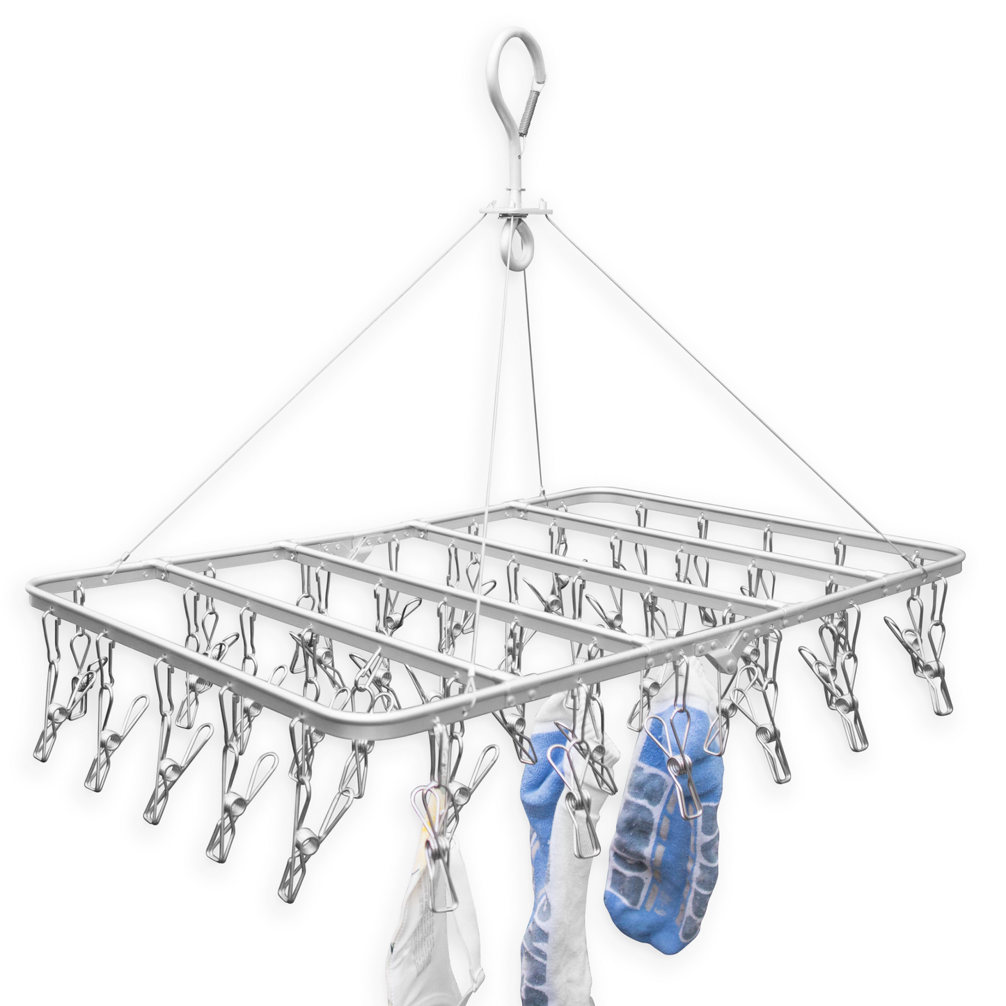 Premium Folding Aluminium Clothes Airer with 42x Marine Grade Stainless Steel Pegs