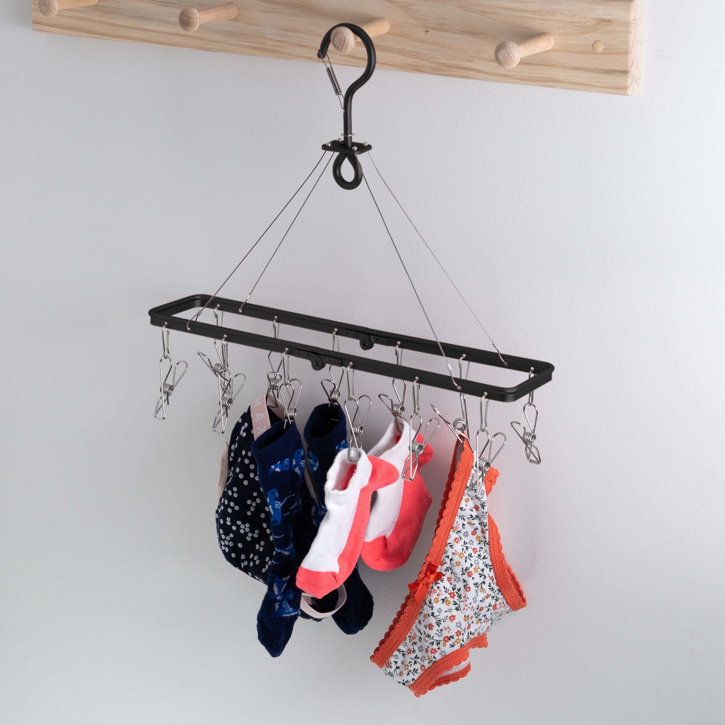 Premium Folding Aluminium Clothes Hanger with 12 Marine Grade Stainless Steel Pegs