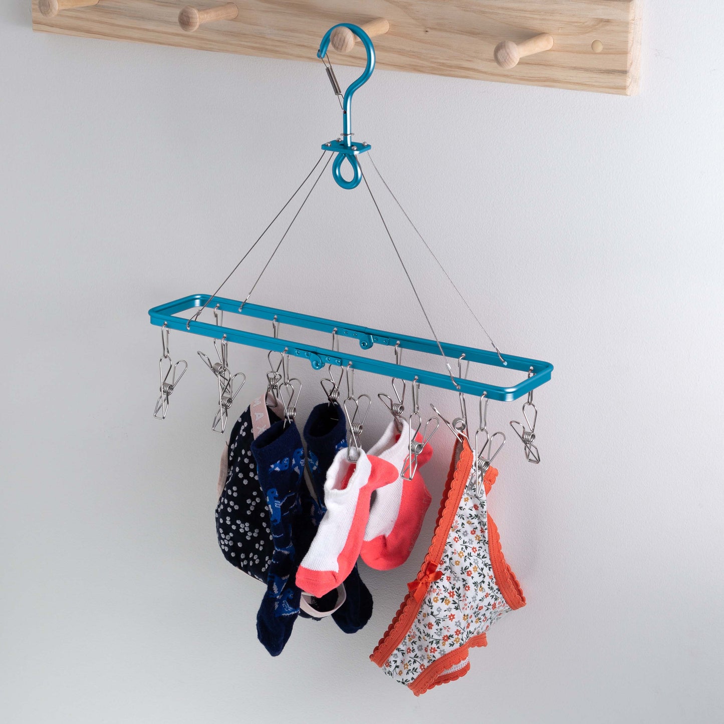 Premium Folding Aluminium Clothes Hanger with 12 Marine Grade Stainless Steel Pegs