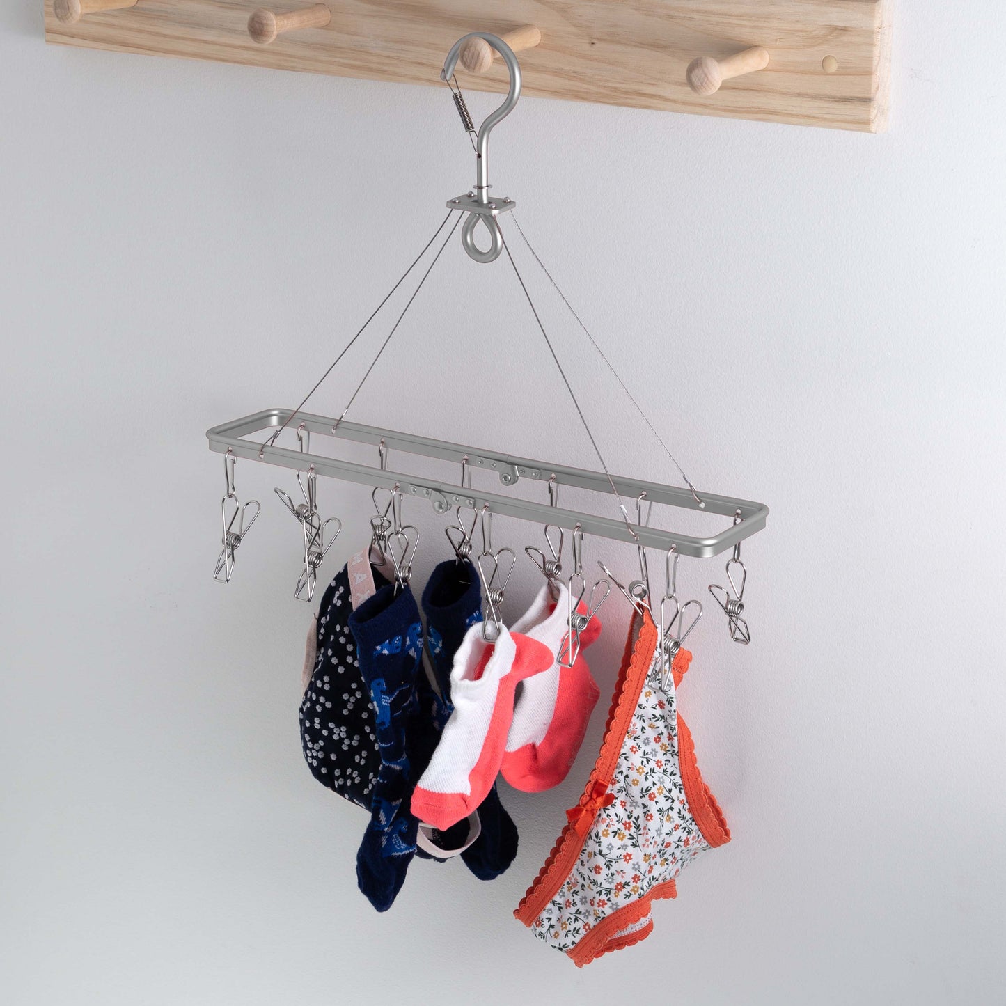 Premium Folding Aluminium Clothes Hanger with 12 Marine Grade Stainless Steel Pegs