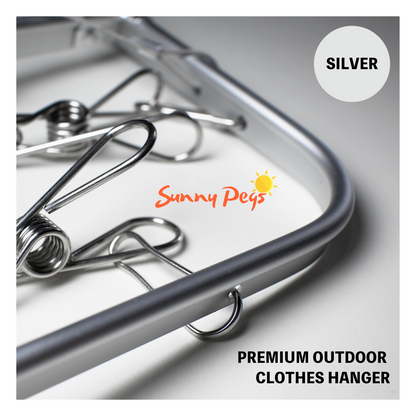 Premium Aluminium Clothes Hanger - Large with 22 Marine Grade Stainless Steel Pegs